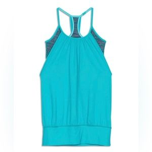 EUC [Lululemon] Turquoise Teal Blue <No Limits> Yoga Tank Top + Built In Bra | 4